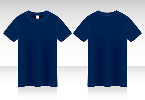 Blank Navy Blue T-Shirt Vector For Template
