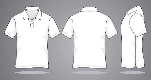 Blank Polo Shirt for Template White Color button down shirt stock illustrations