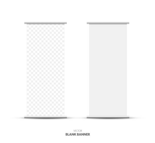 Blank roll up stand banner. Vector mockup template Blank roll up stand banner. Vector mockup template rolling stock illustrations