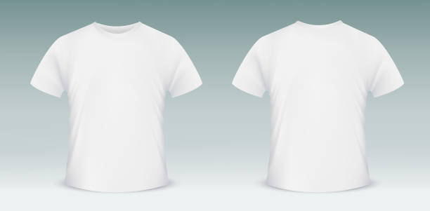 ilustrações, clipart, desenhos animados e ícones de modelo de t-shirt em branco.  frente e do verso - camiseta branca