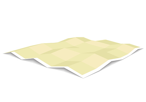 Blank unfolded paper map template three dimensional perspective