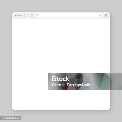 istock Blank web browser window with toolbar and search field. Modern website, internet page in flat style. Browser mockup for computer, tablet and smartphone. Vector illustration 1396535686
