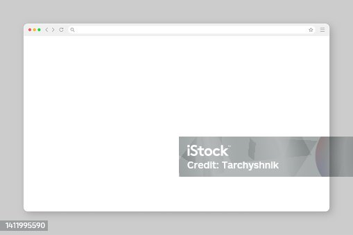 istock Blank web browser window with toolbar and search field. Modern website, internet page in flat style. Browser mockup for computer, tablet and smartphone. Vector illustration 1411995590