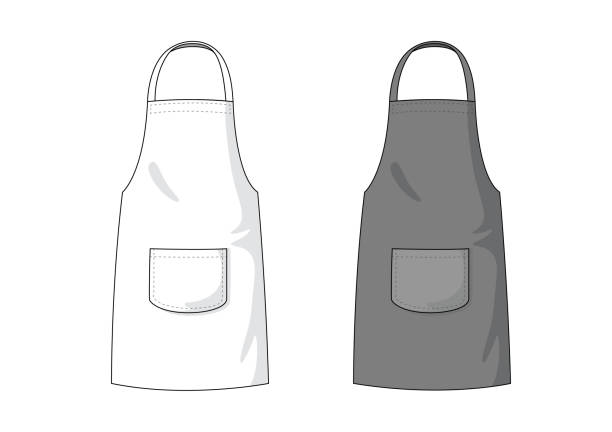 Blank white and black Apron template.  apron stock illustrations