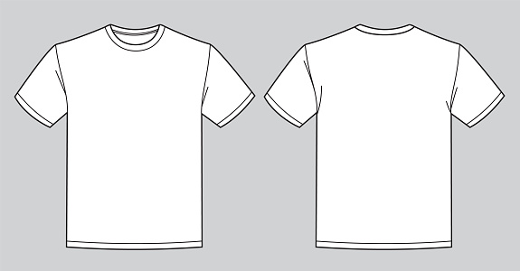 Blank White Tshirt Template Front And Back View Stock Illustration ...
