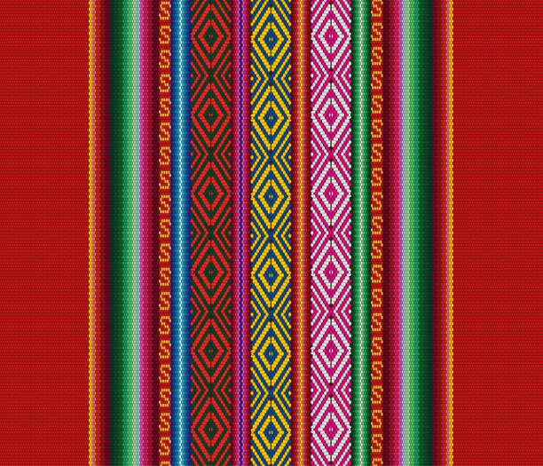 Blanket stripes seamless vector pattern. Background with ethnic american fabric pattern with colorful stripes. Blanket stripes seamless vector pattern. Background with ethnic american fabric pattern with colorful stripes. Serape design andes stock illustrations