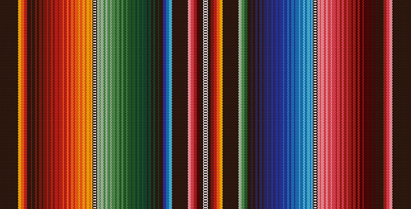 Blanket stripes vector pattern. Background for Cinco de Mayo party decor or ethnic mexican fabric pattern with colorful stripes.
