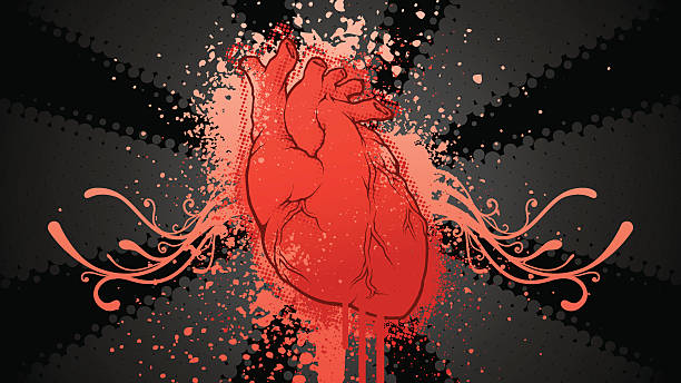 Bleeding Grunge Heart Wallpaper vector art illustration