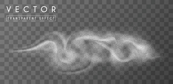 Blizzard and whirlwind. Foggy dynamic 3D effect. Vector isolated element.