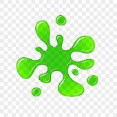 Vector realistic transparent splash slime with shadow on checked background