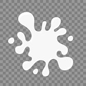 Vector realistic opaque splash with transparent shadow on checked background