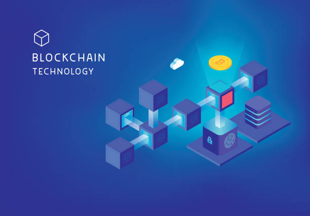 illustrazioni stock, clip art, cartoni animati e icone di tendenza di concetto di tecnologia blockchain - blockchain