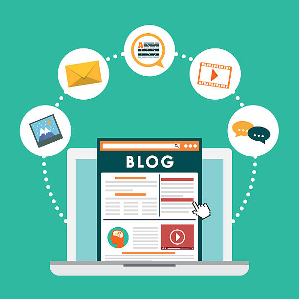 Blog, blogging and blogglers theme Blog, blogging and blogglers theme design, vector illustration graphic blogging stock illustrations