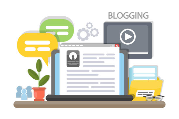 Blogging concept illustration. Blogging concept illustration. Idea of writing blog and making content for social media. blogging stock illustrations