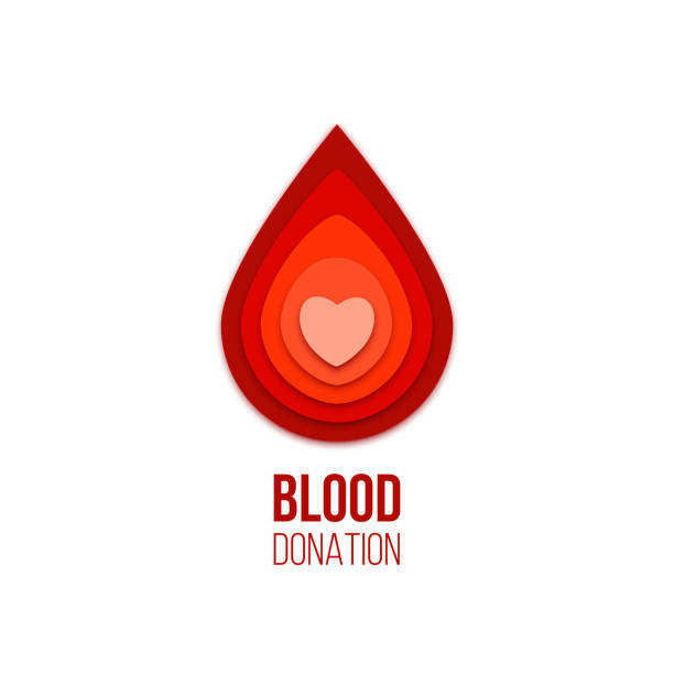 혈액 기부 아이콘입니다. 심장 내부와 벡터 빨간 혈액 드롭입니다. - 헌혈 stock illustrations