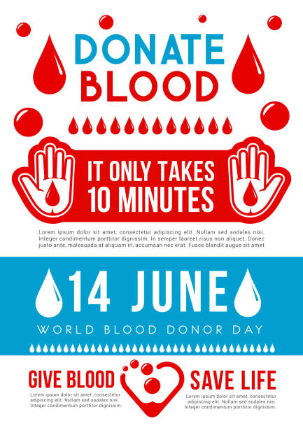 ilustrações de stock, clip art, desenhos animados e ícones de blood donation medical poster with heart and drop - doação de sangue