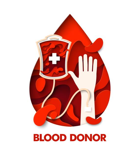 Blood donor world day paper cut poster design vector art illustration