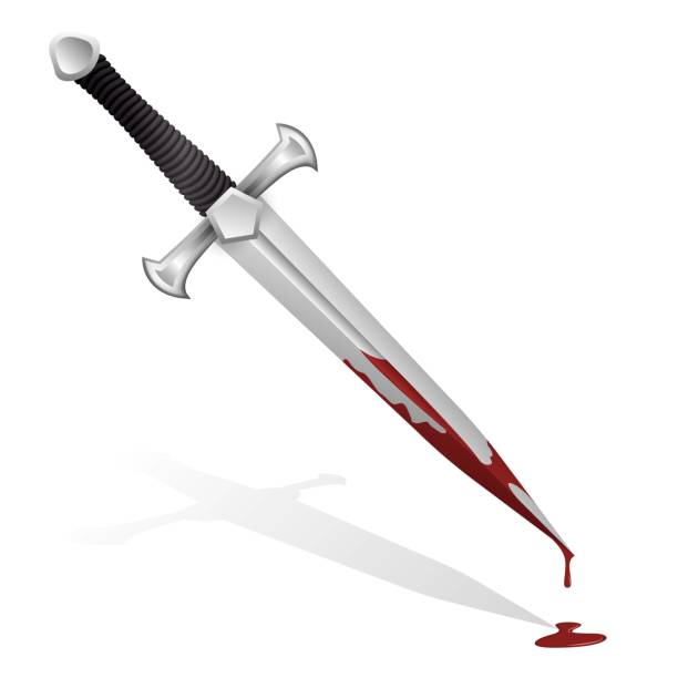 Blood on dagger vector art illustration