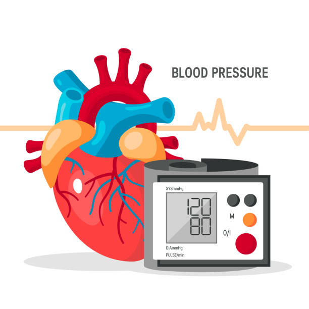 ilustrações, clipart, desenhos animados e ícones de conceito da pressão sanguínea no estilo liso, vetor - hipertensão