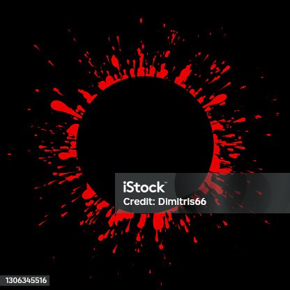 istock Blood splash drop paint with empty space on black background 1306345516