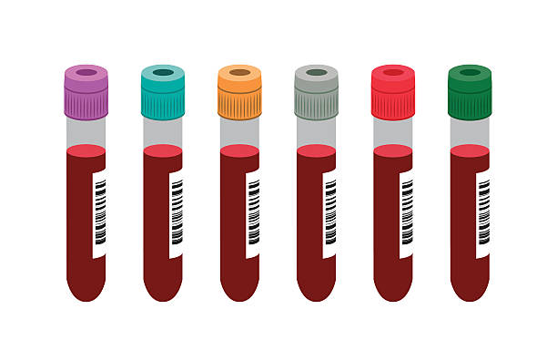 Blood tests Vector image of various blood test tubes vial stock illustrations