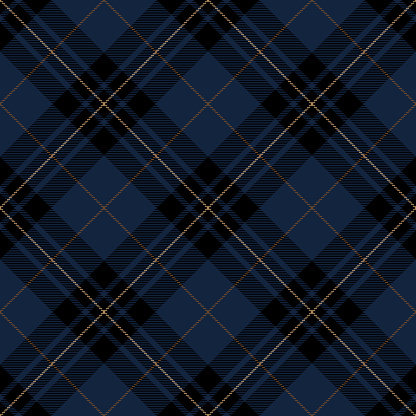 Blue And Black Scottish Tartan Plaid Textile Pattern