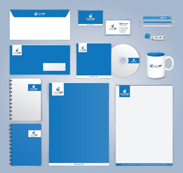 Blue and White modern  Corporate Identity Design template, Illustration Vector 10 Blue and White modern  Corporate Identity Design template, Illustration Vector 10 business cards and stationery stock illustrations