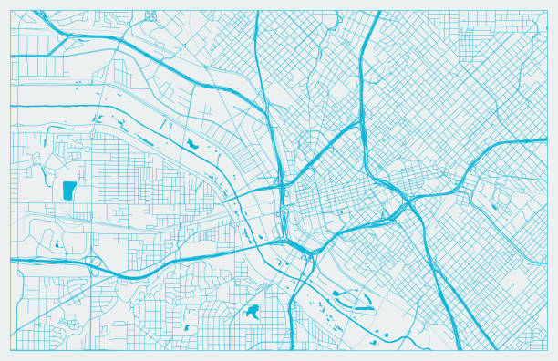 Blue and White vector city map of Dallas Blue and White vector city map of Dallas with well organized separated layers texas map stock illustrations