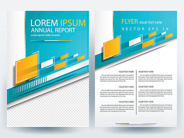 Blue and Yellow  flyer Brochure Template design of annual report vector art illustration
