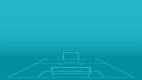 Blue background with a soccer field. 2020 template for football championships. Vector