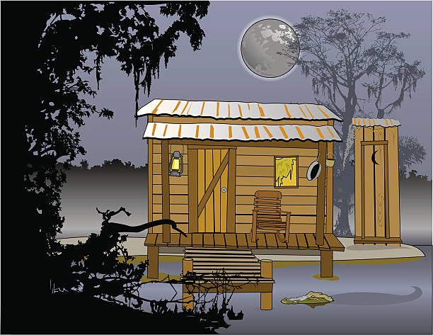 blue bayou - 原木小屋 插圖 幅插畫檔、美工圖案、卡通及圖標