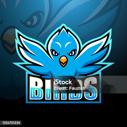 istock Blue bird mascot esport emblem design 1254751334