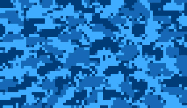 Blue Camouflage Background Pattern Modern blue camouflage background pattern design. memorial day background stock illustrations