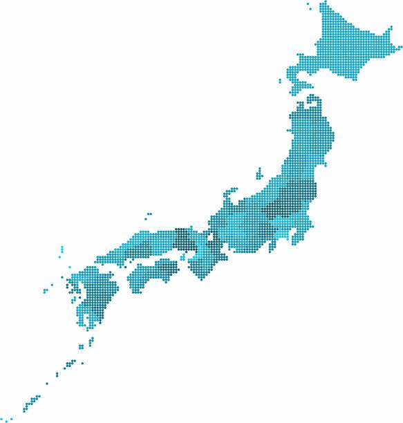 青い円日本は白い背景にマップします。ベクターの図。 - 近畿地方点のイラスト素材／クリップアート素材／マンガ素材／アイコン素材