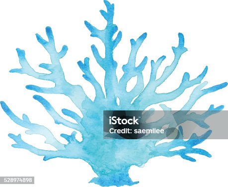 istock Blue Coral Watercolor 528974898
