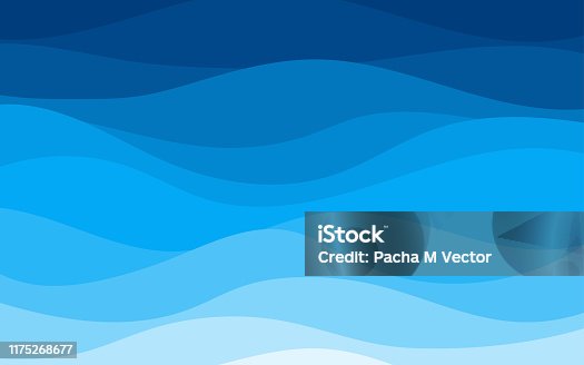 istock Blue curves and the waves of the sea range from soft to dark vector background flat design style 1175268677