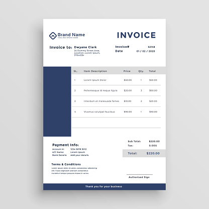 blue customer invoice template design