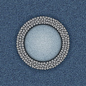 Blue jeans circle frame with sequin ring.