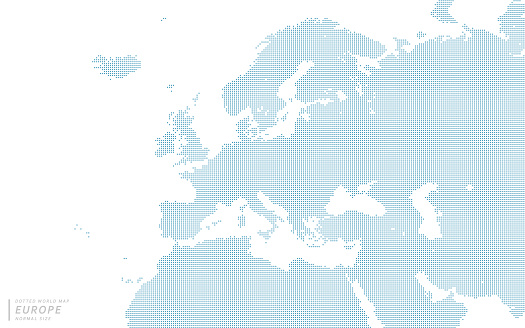 Blue dot map centered on Europe.
