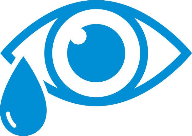 ilustraciones, imágenes clip art, dibujos animados e iconos de stock de ojo azul con el icono de la lágrima - teardrop
