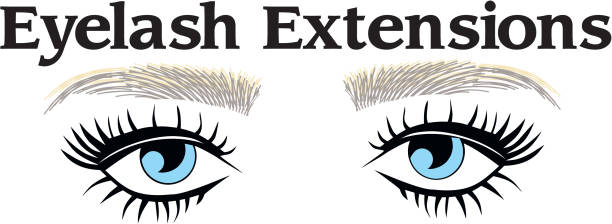 Blue eyes threading salon logo vector art illustration