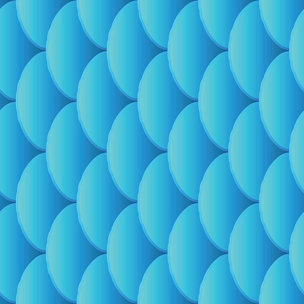 Blue Fish Scale Seamless Pattern vector art illustration