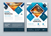 Blue Landscape Cover Background Design. Corporate Template for Business Annual Report, Catalog, Magazine or Flyer. Vector Background. Set - GB075.
