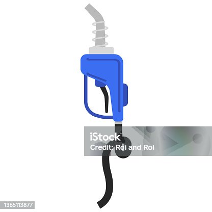 istock Blue fuel nozzle pump vector cartoon illustration isolated on a white background. 1365113877