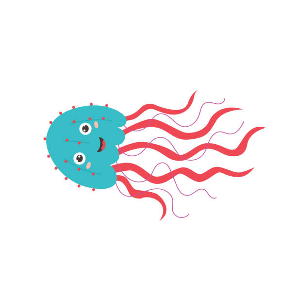 niebieska zabawna meduza - medusa stock illustrations