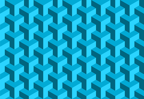 青の幾何学的な継ぎ目の無い立方体パターンアイソメトリックシェイプの抽象的な背景3d壁紙背景 3dのベクターアート素材や画像を多数ご用意 Istock