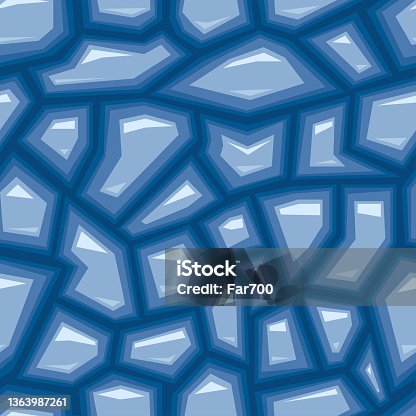 istock Blue glass stone mosaic. Geometric seamless pattern. Vector flat graphic illustration. Texture. 1363987261