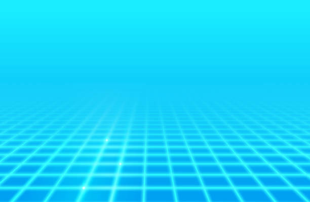 Blue Glow Retro Grid Background Vaporwave abstract checkered modern background. vaporwave stock illustrations