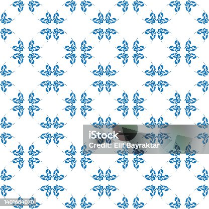 istock Blue, indigo seamless pattern. Moroccan vintage ornament as backgrounds, for fabric, tiles, wallpaper, textile, websites, home decor (pillows, towels, napkins), tableware 1401684070