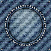 Blue jeans circle frame with diamonds.